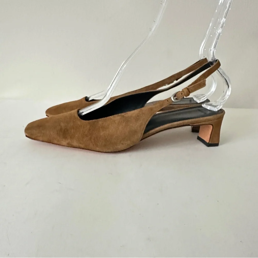 NEW Vince Hart Cinnamon Suede Slingback Women's Kitten Heels, Sz 9 - Picture 1 of 14